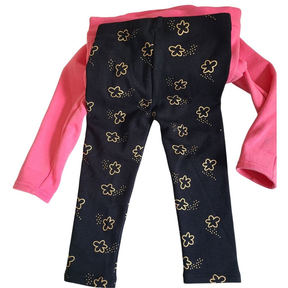 Orchestra Baby Girls Pink Fleece Biker Jacket & Black Floral Leggings Size 2T - Picture 7 of 11